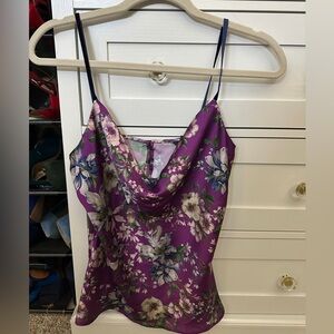 Zara satin Floral Purple Women's tank Top